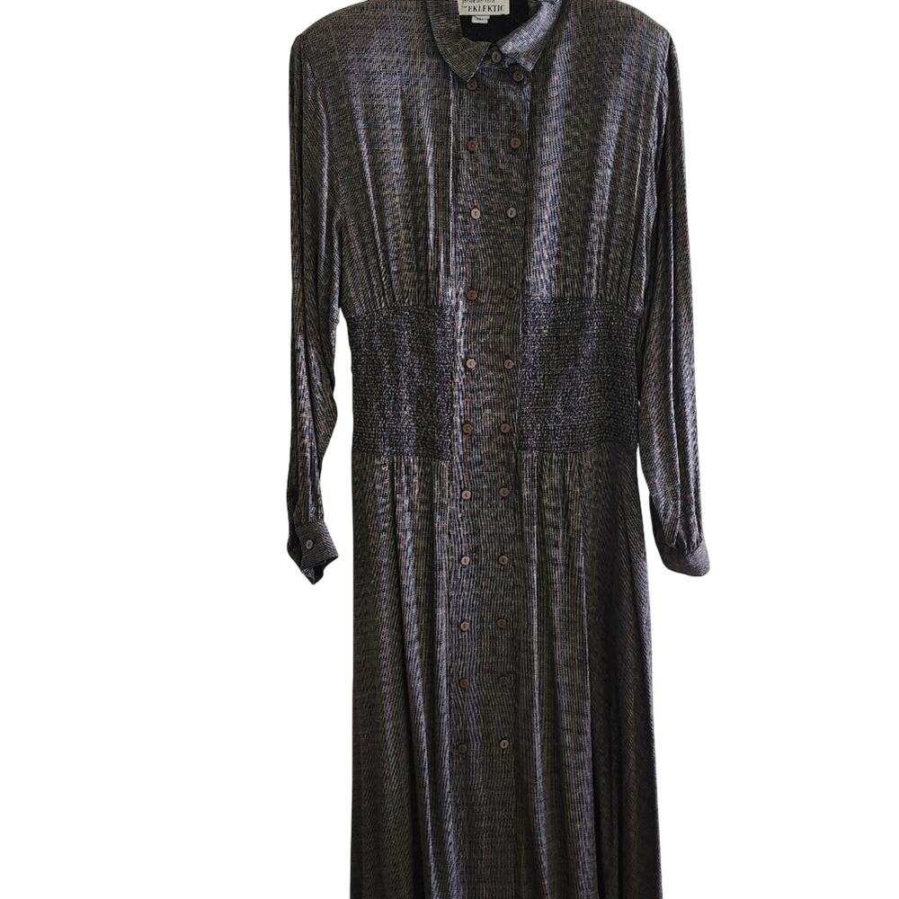 Vintage Jackie Bernard for Eklektic Long-Sleeved Button-Down Midi Dress Size 10